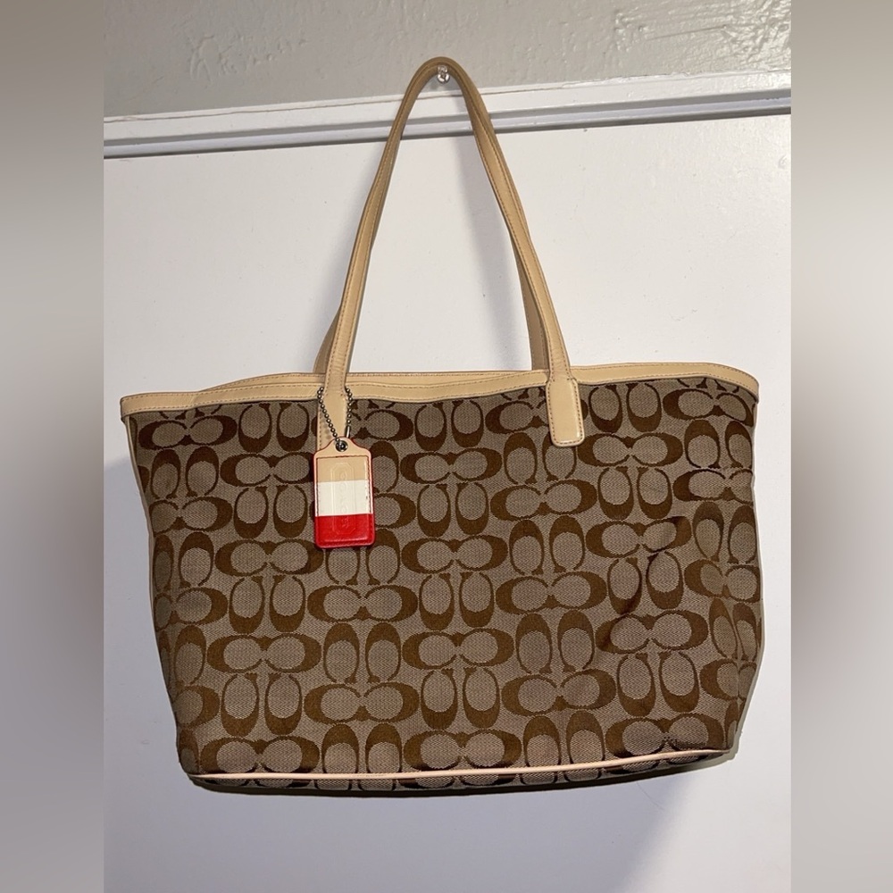 Brown Patterned Coach Purse